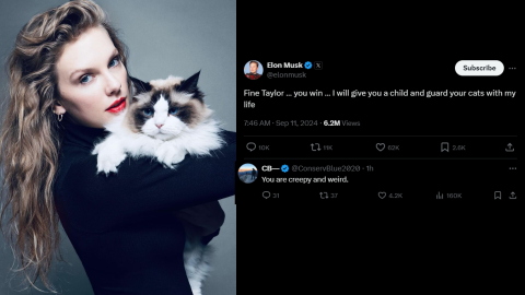 Taylor Swift endorses Kamala Harris, Elon Musk responds with creepy tweet