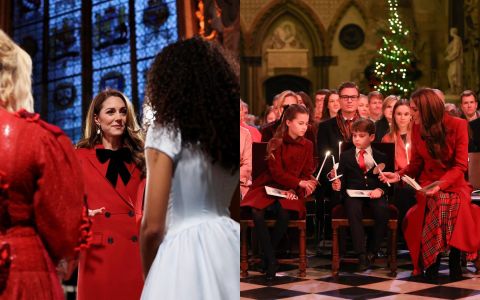 Kate Middleton shines in red at annual Christmas Carol service