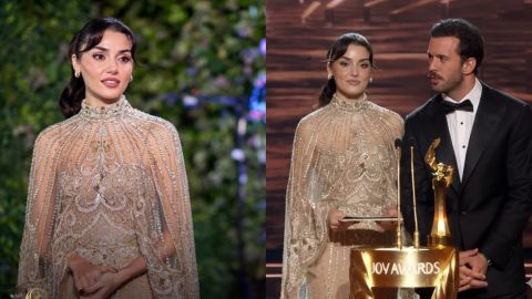 Joy Awards 2026: Hande Erçel speaks Arabic as she presents with Barış Arduç