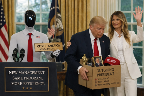 ميلانيا ترامب تستبدل ترامب بروبوت