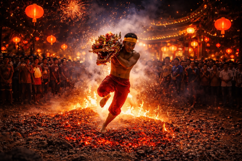 عبور النار للتطهير.. احتفال شعبي يُثير الجدل