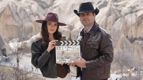First images from Go Türkiye's Cappadocia film starring Sinem Ünsal and Ozan Akbaba