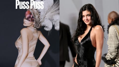 Kylie Jenner heats up BTS with furry bikini and red wig for Puss Puss shoot
