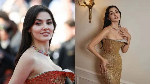 Hande Erçel stuns Cannes 2026 red carpet in gold Sophie Couture dress