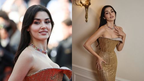 Hande Erçel stuns Cannes 2026 red carpet in gold Sophie Couture dress