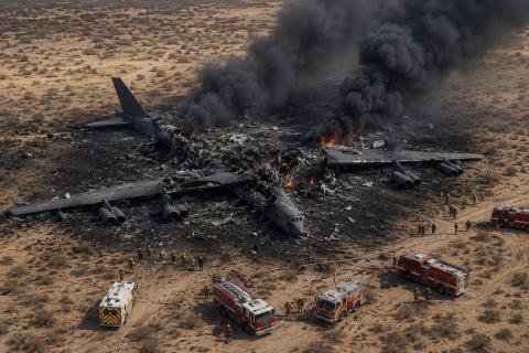 تحطم قاذفة B-52 أمريكية ومقتل طاقمها بالكامل بعد الإقلاع
