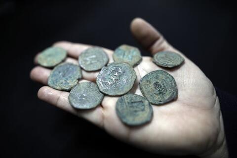 Ancient Byzantine coins unearthed during highway construction project in Israel